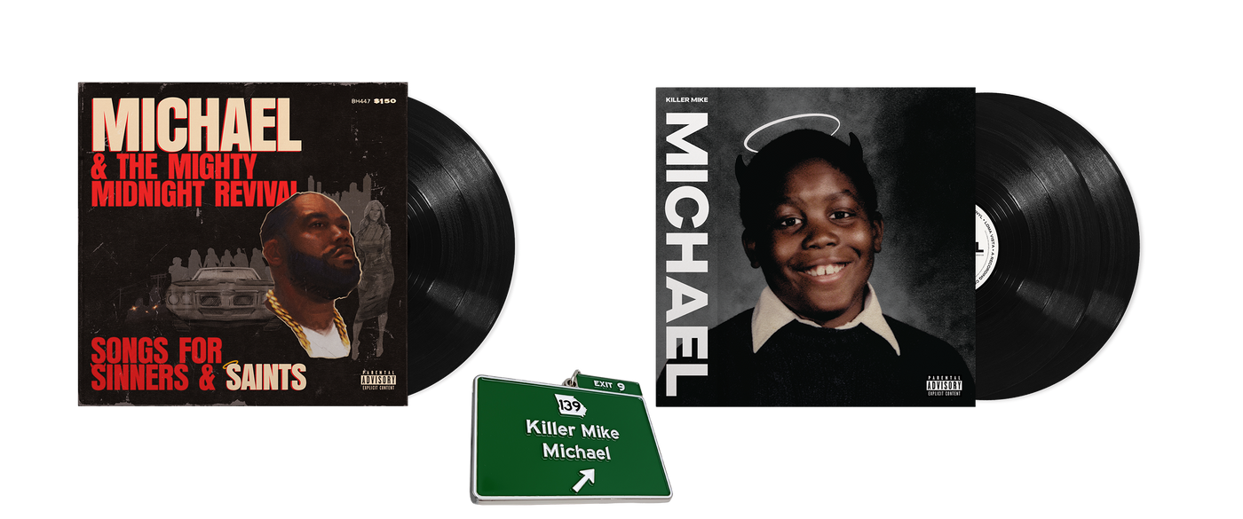 Michael & The Mighty Midnight Revival - Songs For Sinners And Saints" Black vinyl AND MICHAEL Black Vinyl Bundle w/ Keychain