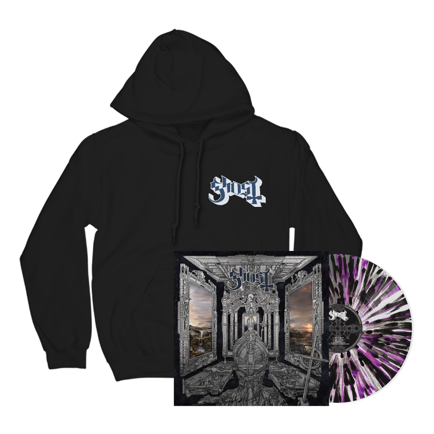 Skeletá Hoodie + Purple / Black Splatter LP