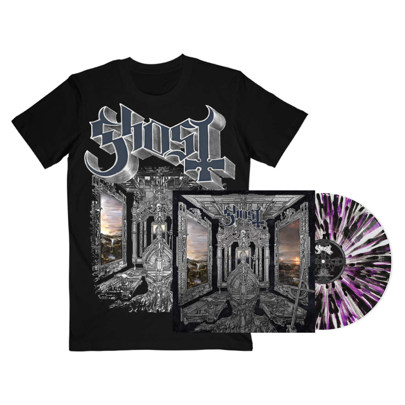 Skeletá T-Shirt + Purple / Black Splatter LP