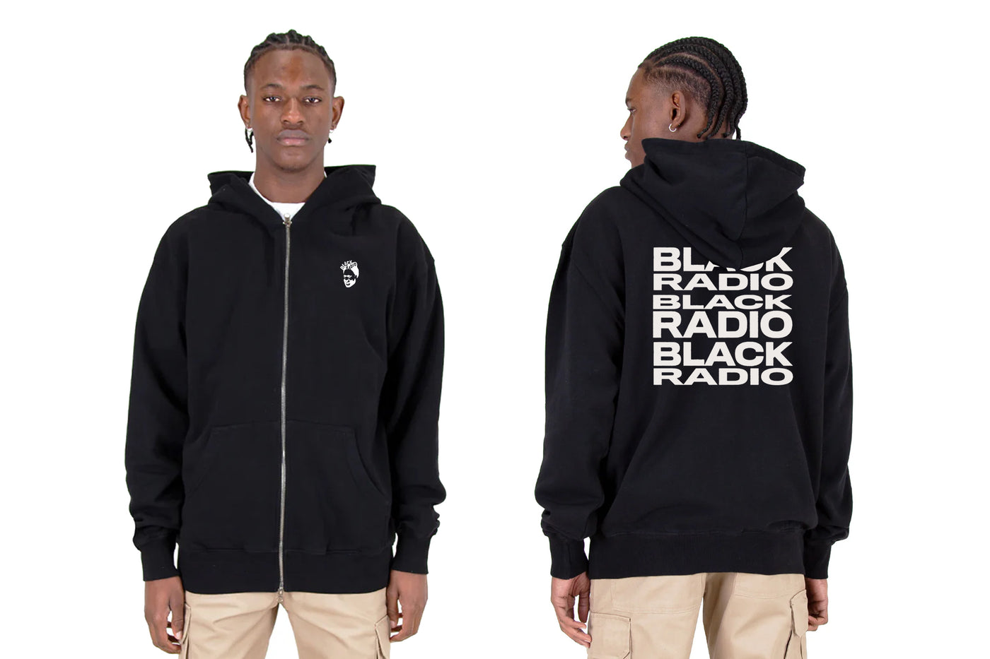 Black Radio Zip up Hoodie