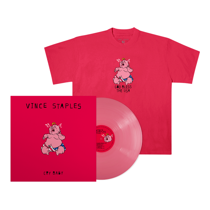 Cry Baby Red T-Shirt and "Baby Pink" LP Bundle — Image 1 of 4