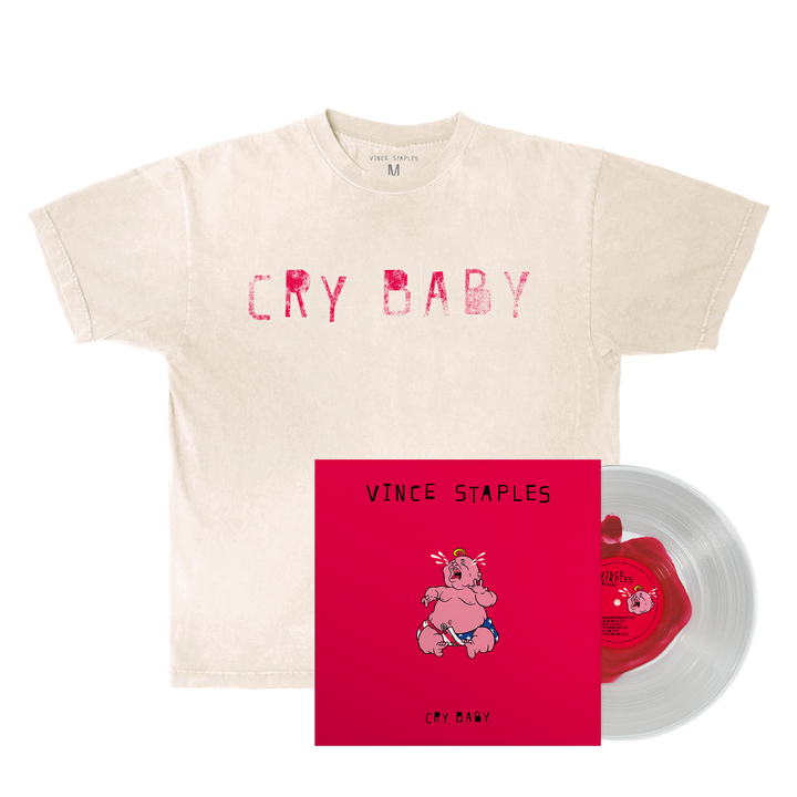Cry Baby Cream T-Shirt w/Bloodshot Colored LP — Image 1 of 3