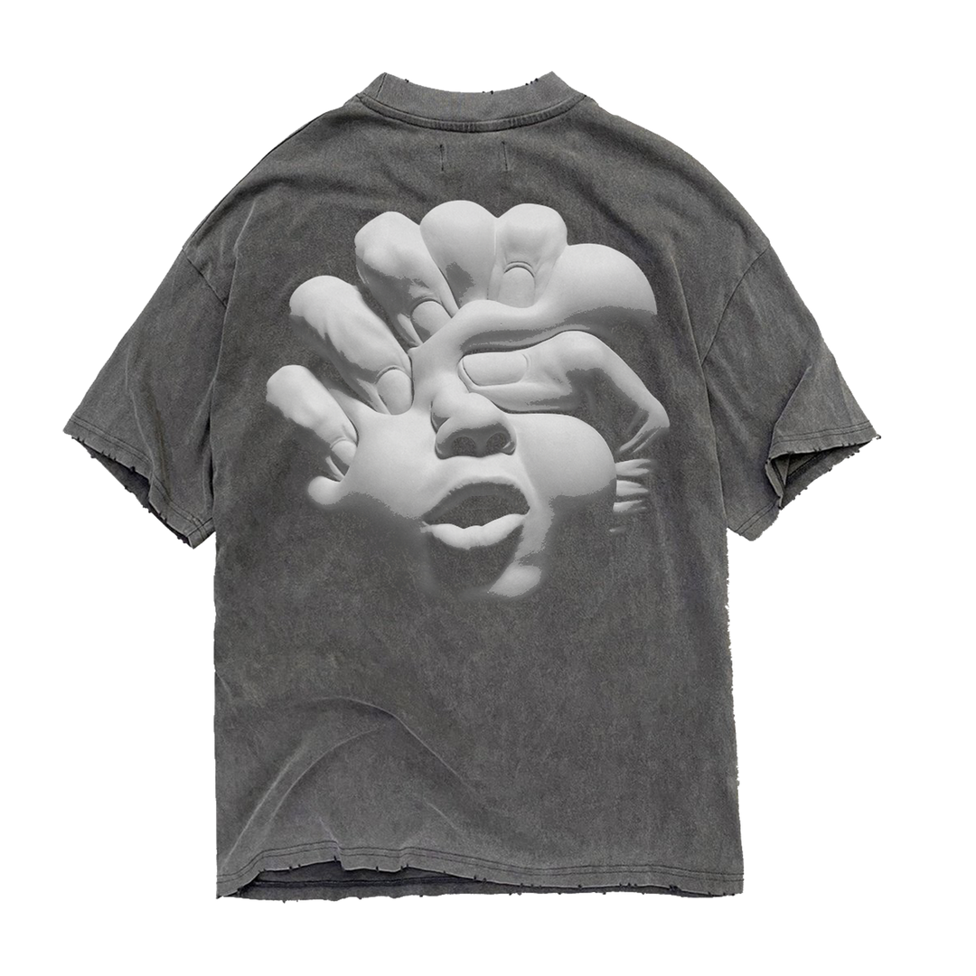 Strata x Korn Requiem Grey Acid Wash T-Shirt feat. Album Art